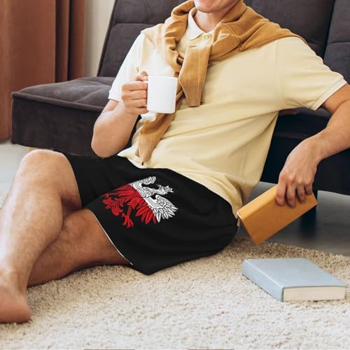 Polish Poland Polska Eagle Pajama Shorts for Men, Men's Pajama Bottoms, Sleepwear for Summer3