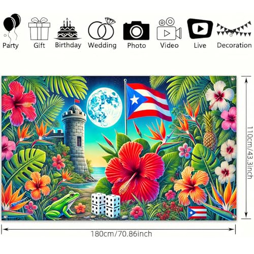 Banner Puerto Rico 71 x 43 pulgadas fondo tropical miniatura 3