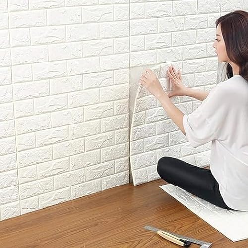 Papel de Parede 3D Kit 10 Placas 70 x 76 cm Adesivo Tijolinho Decoracao
