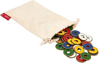 Linda Li Brass Plated Mah Jongg Coins â€“ Set of 100 Premium Grade Coins (25mm Diameter x 2mm Thick) in Five Vibrant Colors (20 Red, 20 Green, 20 Blue, 20 Yellow, 20 White)