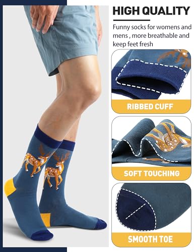 Image of MOGGEI Funny Socks for Men Women Fun Cozy Crazy Novelty Fashion Breathable Printed Cotton Boot Socks
