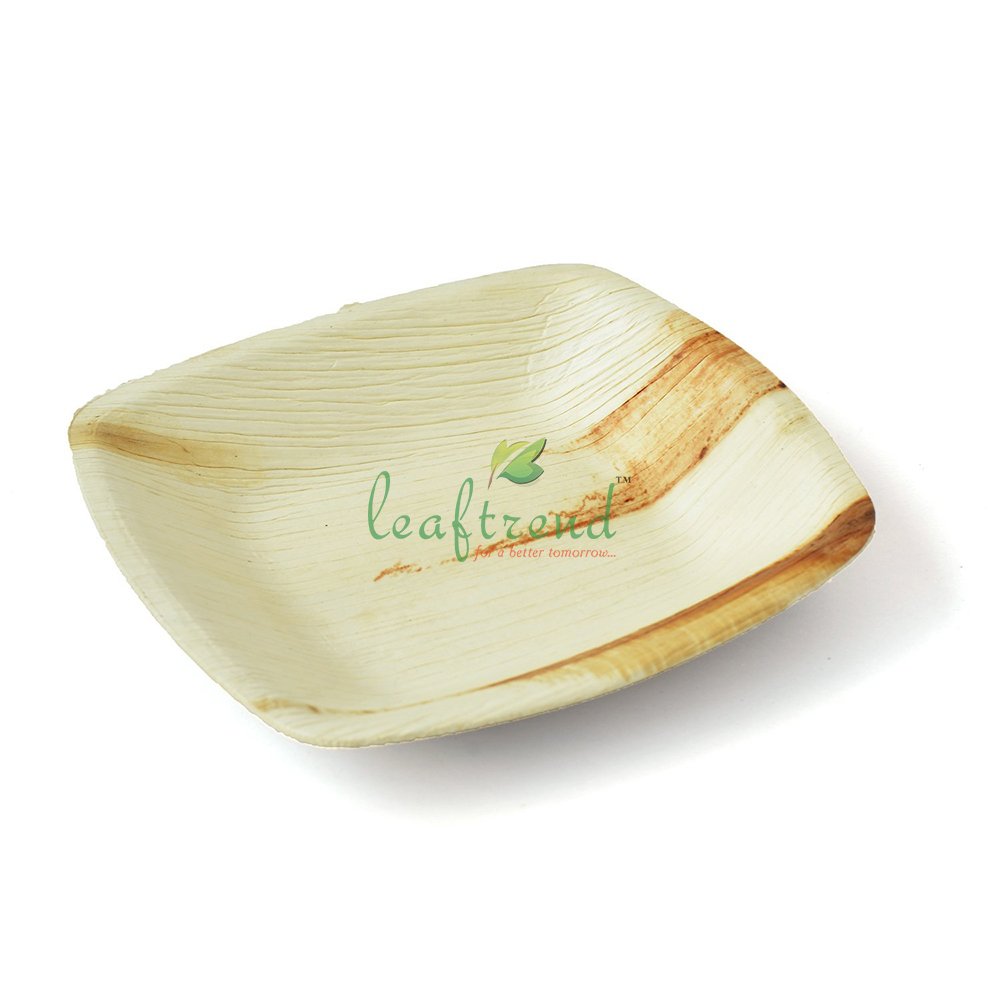Eco-friendly Disposable Palm Leaf Plates, Wedding and Party Plates, 7 Inch Square Plate - 25 Pcs