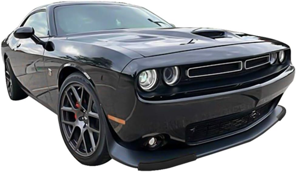 FREEMOTOR802 Compatible with 2015-2023 Dodge Challenger Scat Pack Front Bumper Lip Protector, Gloss Black 2-pc Set Spoiler Guard Splitter Valance Chin