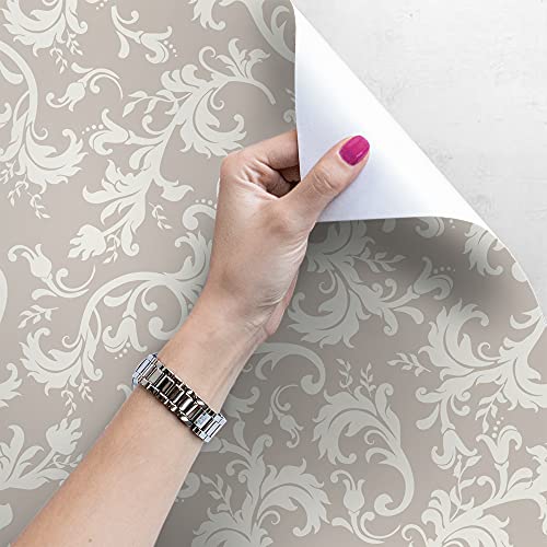 Papier peint damassé pour masquer les défauts du mur de salon - 4