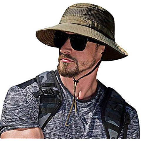 SIYWINA Sonnenhut Herren UV Schutz Safari Hut Sommer Outdoor Fischerhut Buschhut Cover