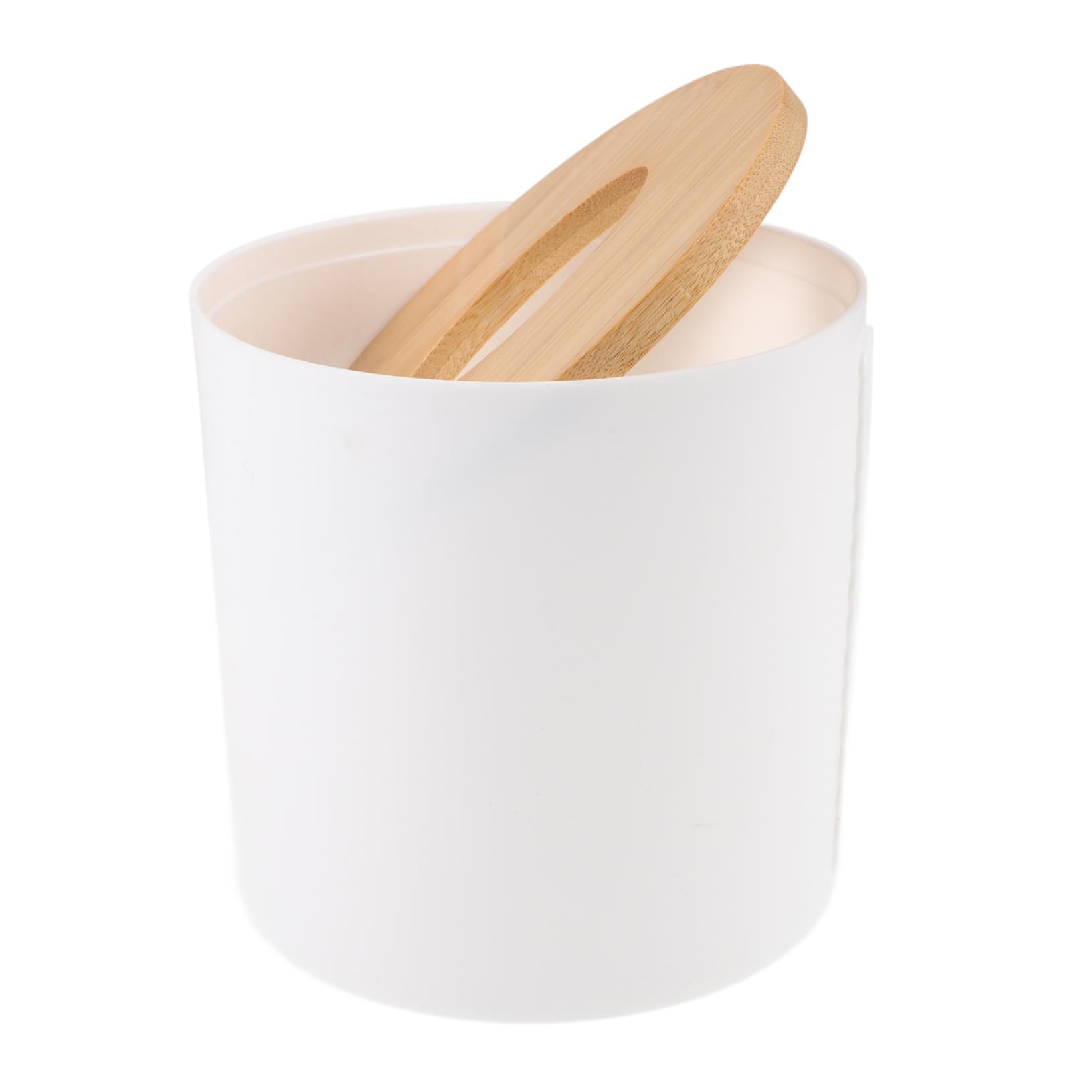 Zerodeko 2 pezzi Dispenser Rotolo Igienica con Bamboo e Contenitore Rotondo per Cucina e Bagno Portarotolo da Stabile per Organizzazione Casa e Ufficio Bianco