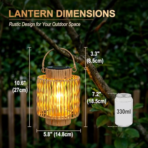 EXYGLO 2 Pack Solar Lanterns Outdoor Light, Waterproof Hanging Solar Lights for Outside, Outdoor Lanterns for Yard Garden Porch Patio Pathway, Decorative Birthday Gifts for Women Mom - image 2