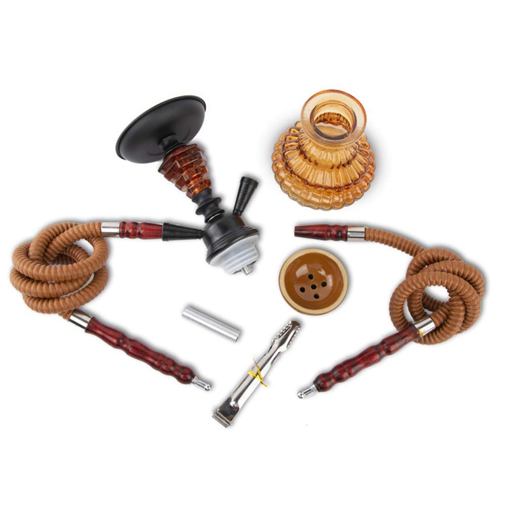 Juego para Fumar Hookah Pipe Shisha con 2 Mangueras Y un Cuenco de Cerámica, Kit de Shisha de Lujo, Jarrón de Agua de Vidrio, Juego de Shisha, Kit de Inicio de Cachimba