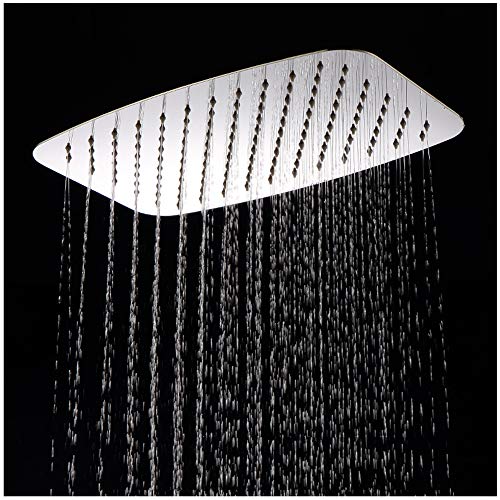 Regendusche Rechteckig 400x250mm, 304 Edelstahl und Umweltfreundlich Silikon-Düse Kopfbrause mit Drehgelenk, Regenduschkopf mit Anti-Kalk-Düsen,