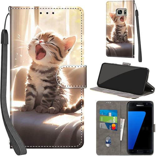 [Protezione magnetica e slot per carte] Adatto per custodie telefoniche Samsung Galaxy S7, con 3 slot per carte e 1 scomparto per portafogli all'interno. Può conservare in modo sicuro carte di credito, biglietti da visita e contanti.