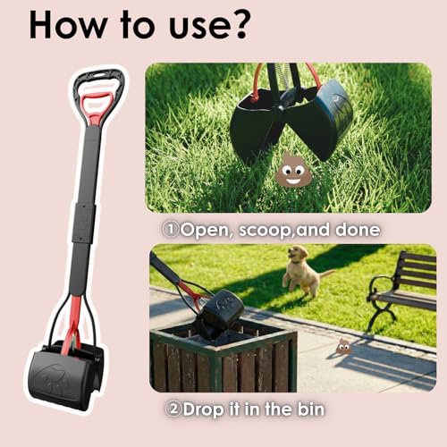 Image of 33 inch Pooper Scooper 2 Pack, XL Tall Handle No Touch Dog Pooper Scooper for Large Small Dogs, Durable Spring & Lightweight, Large Pooper Scooper for Dogs Heavy Duty, Portable Dog Poop Pick Up Tool