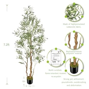 72ft Artificial Olive Tree 85in with Plastic Nursery Pot Faux Olive Silk Tree Fruits Fake Plant for Office House Farmhouse Living Room Home Decor IndoorOutdoor