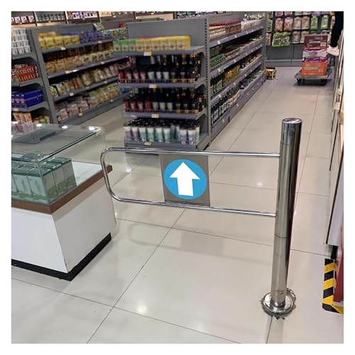 HDYZJQ Spring-Loaded Safety Swing Gate, 50 60 70 80 90 100 Cm Passage/Hallway/Entrance Automatic Closing 1-Way Door for Library Store Shopping Malls Import Export(Silver-R,95x100cm (38x39in))