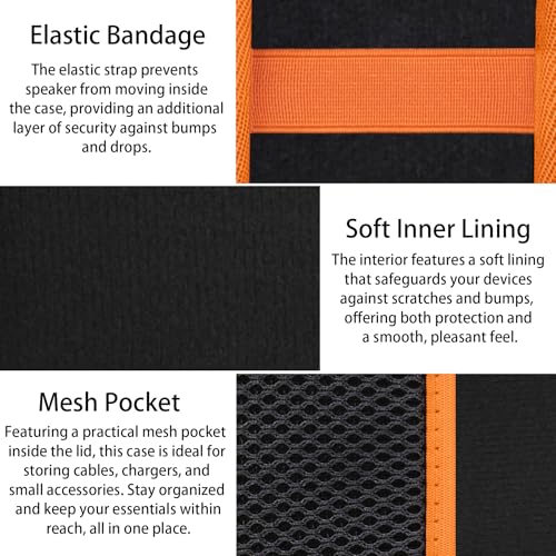 Image of Hard Travel Case for Garmin inReach Mini 3 Satellite Communicator | Compatible with Garmin inReach Mini 3 Plus /Mini 2, Carrying Case, Black Case+Orange Zipper