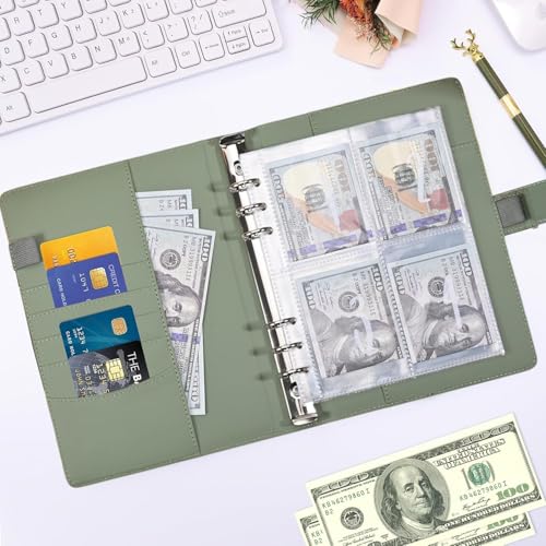 Ringbuch A5 Nachfüllbar, Ringbuch aus Kunstleder Budget A5 Binder, Binder, Kann für Arbeit, Studium, Aufzeichnung Verwendet Werden, Olivgrün (Ohne Innenpapier)