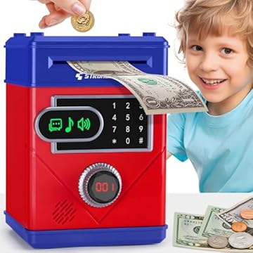 Ltteaoy Salvadanaio Elettronico per Bambini 3-12 Anni, Salvadanaio Touchscreen Digitale con Password, Regalo di Natale per Bambini