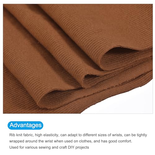 Image of MECCANIXITY 39 inch Elastic Cuffs Ribbed Trims Cotton Fabric Knit Rib Stretch Tape Cuff Sleeve Waistband for Sewing, 6 inch Wide Light Brown