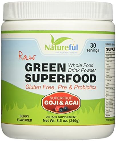 Green Superfood Powder Berry Raw :: Amazing Greens with Goji Berries and Acai. Contains Prebiotics and Probiotics for Digestive Support.