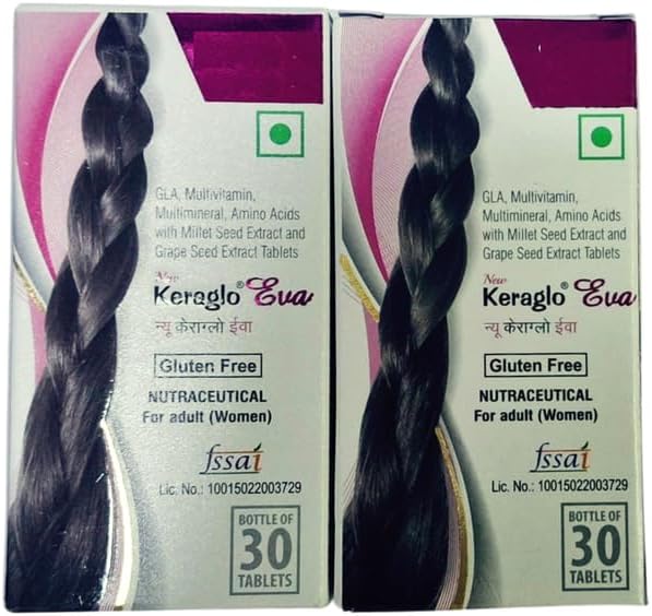 Keraglo Eva Tablet for Women, 30Tablets (Pack of 2-60Tablets)