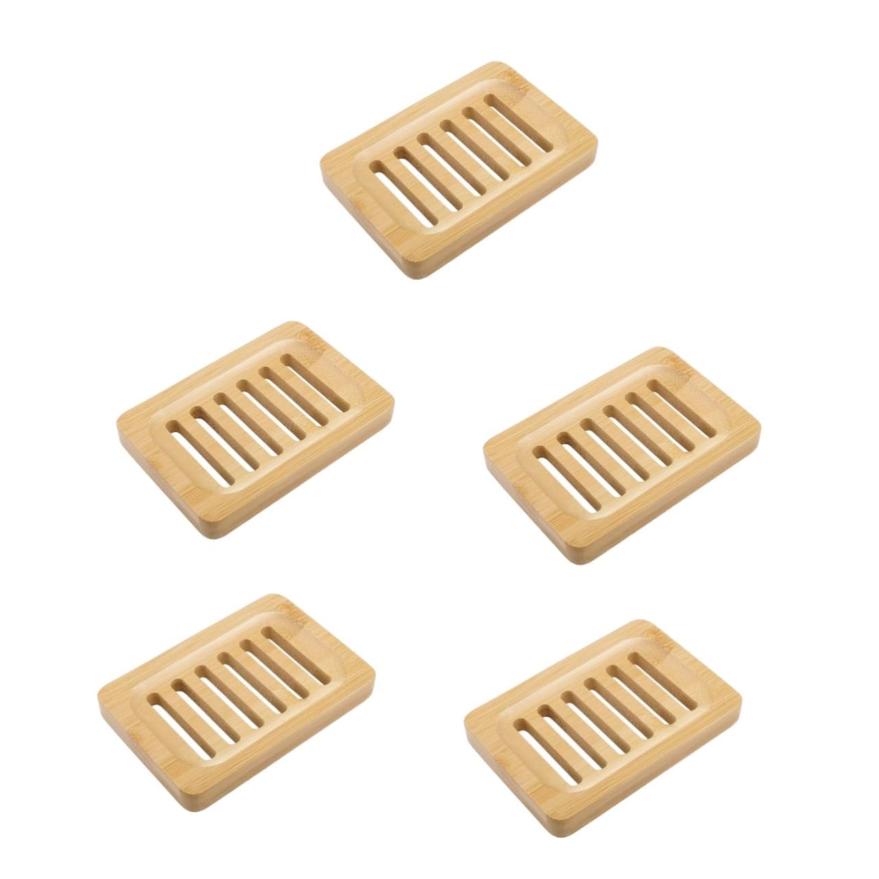 OUNONA 5 Piezas Soporte de Jabón de Bambú para Cocina y Jabonera con Drenaje y Soporte para Esponjas de Limpieza y Jabón Accesorio Práctico