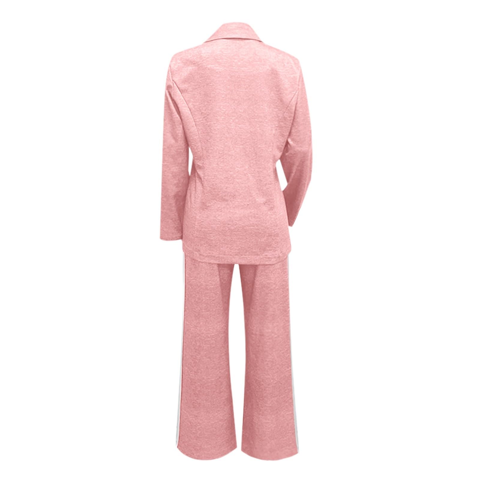 Traje casual de dos piezas para mujer chaqueta cuello solapa manga larga suelta pantalones extra grandes con bolsillo traje chic otoño