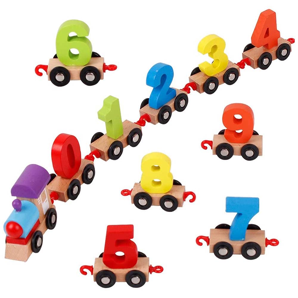 Univocean Wooden Digital Train with Numbers 0 to 9 - Fun Educational Learning Toy for Kids (Red) (B091MGFSFJ) Amazon Price History, Amazon Price Tracker