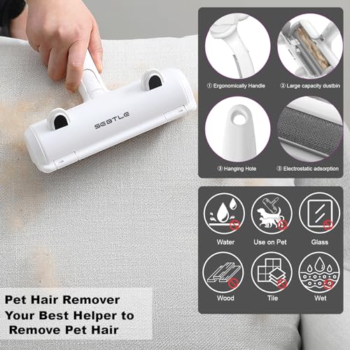 Sebtle Pet Hair Remover Roller,Reusable Animal Hair Removal Brush for Dogs and Cats,Lint Remover Easy to Clean Pet Fur from Carpet,Sofa,Bedding,Furniture and Rugs-Grey - Image 7
