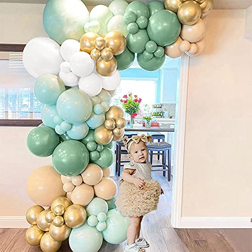 Ballon Boog Salie Groen, Ballon Garland Arch Kit Avocado Groen Mint Groen Wit Goud Latex Ballonnen Pack 103 stks voor… - Image 3