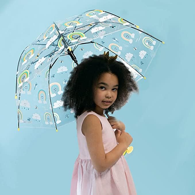 Image of Rainbow Smiling Sun Umbrellas Children Magic Cloud Transparent, See through Dome Umbrella for Children, Umbrella for Girls and Boys, Umbrella for Kids