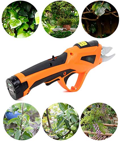 WUAZ Electric Pruning Shears,3.6V Cordless Strong Steel Blade Garden Trimmers Plant Secateurs with 2 Lithium Battery for Rose, Apple Fruit Tree,Branches