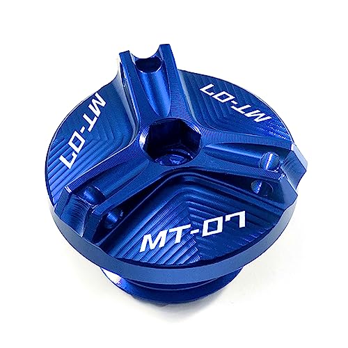 Motorradzubehör CNC-Öleinfüllkappe Motorsteckerabdeckung passend für Yamaha MT07 MT-07 Tracer 7 700 gt FZ07 XSR700 2014-2021 2022 2023 2024 2025 MT 07 zubehör (Blau)