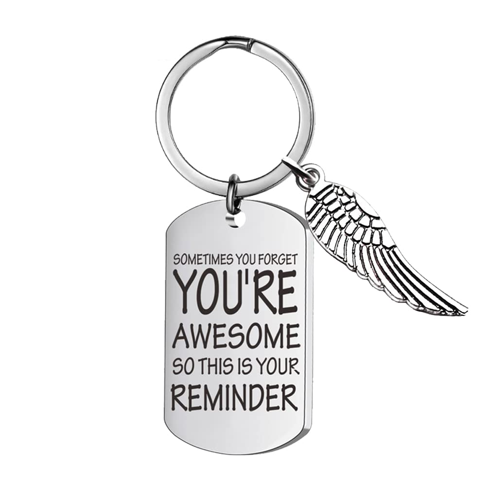 Inspirational Keychain for Men and Women,Engraved Boost Morale Boys Girls Birthday Graduation Key Ring Necklaces Gifts