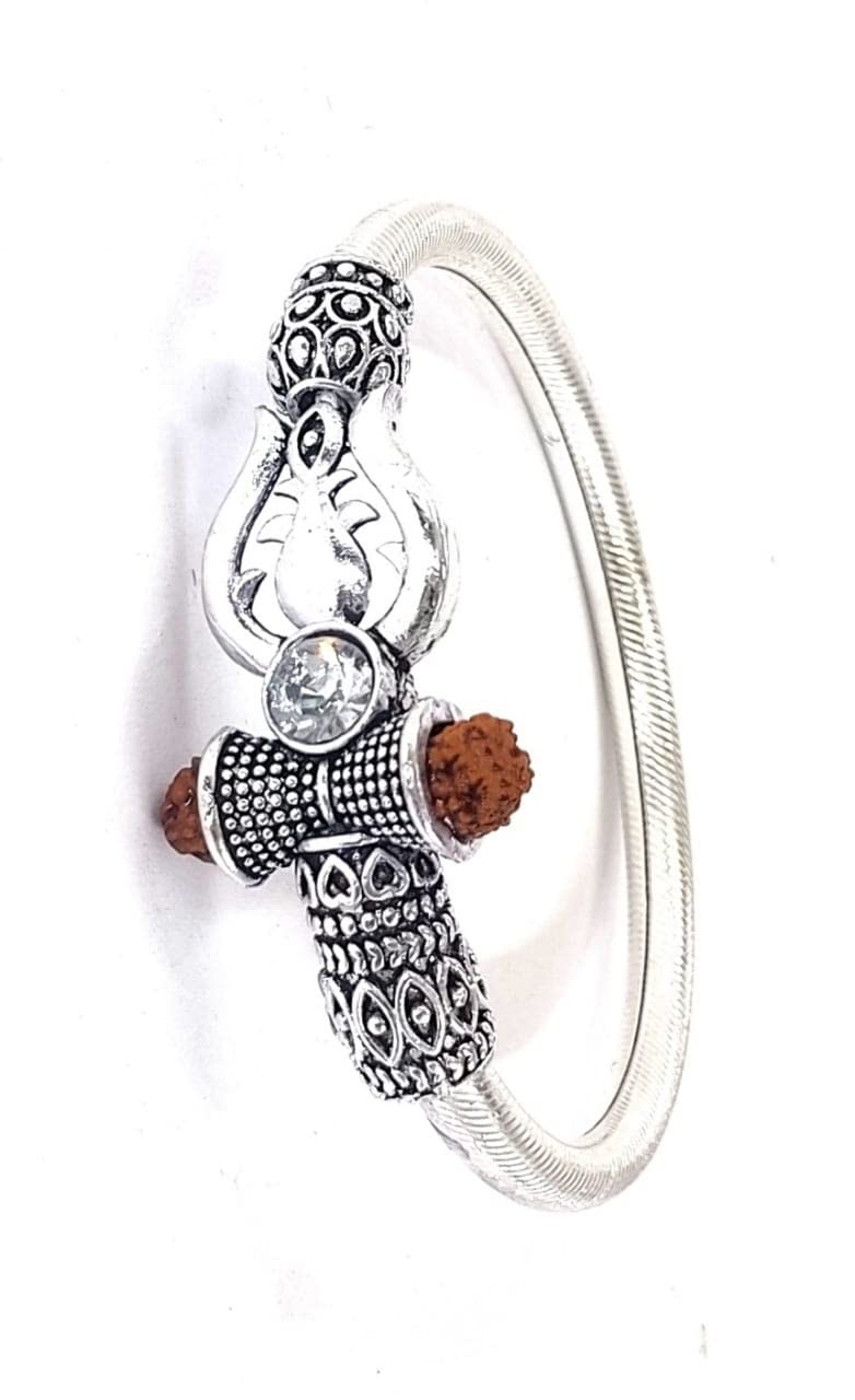 genric Rudraksha Shiv Trishul Damroo Om Kada a beautiful diamond is situated between damroo and Trishul Free Size for Mens,boys & girls Silver Oxidized braclet for men s silver casting kada (B09VZ8JT66) Amazon Price History, Amazon Price Tracker