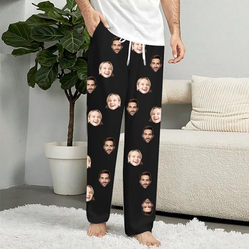 AIFLM Personalized Pajamas Pants For Men Custom Pajama Pants Pajama Bottoms Sleepwear Funny Pj Pants With Photo Face Text2