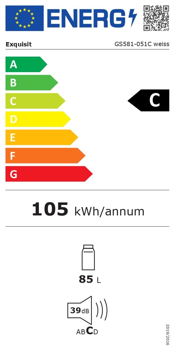 Exquisit GS581-051C Gefrierschrank 85 l Nutzinhalt Weiß Energieklasse Freistehender Tiefkühlschrank 4-Sterne-Gefrierfach 39 dB 84,5 x 54,9 x 55,7 cm