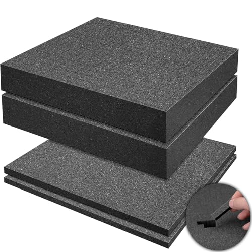 4PCS Pre-Cut Pick & Pluck Foam Inserts, 40x30CM Polyurethane Tool Box Organiser | Shockproof Case Foam for Tool Storage, Jewelry, Board Games & Flight Cases