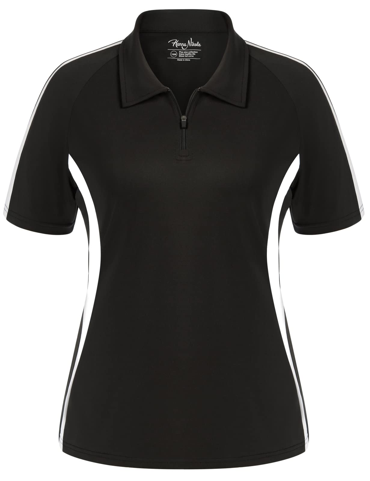 Hanna Nikole Womens Plus Size Quarter Zip Golf Polo Shirts