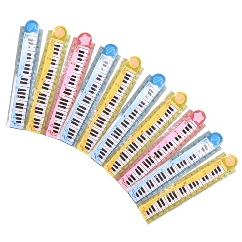 SHOWERORO 10個折りたたみ式ピアノデザイン定規 学校用 多機能学生定規 可愛い子供用工具 再利用可能 便利な文房具