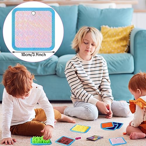 Image of Boao 8 Set Mini Sensory Mats Assorted Textured Play Mats Sensory Floor Tiles Educational Tactile Toys for Activity(4 Inch,Square)