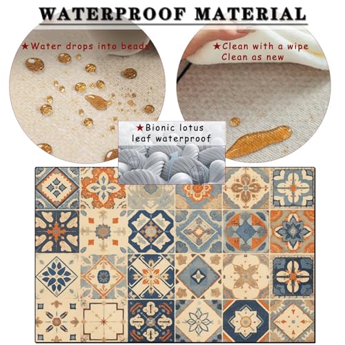 Tapis Checkered lavable et imperméable avec envers antidérapant - 3