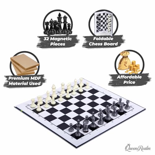 Image of QueensRealm 11.5 Inch Chess Board Set | Premium Foldable Chessboard for Kids and Adults, Lightweight Cardboard Chess Ideal for Indoor Outdoor Travel Chess Set (Folding Chess 11.5 inch x 11.5 inch)