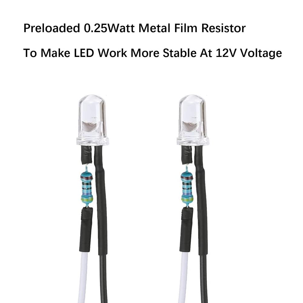 100 Vorverdrahtete 3-mm-LEDs – 12 V, 20 Cm Kabel, 5 Farben (je 20) – Für Hobby Und Deko – Fertig Mit Widerstand