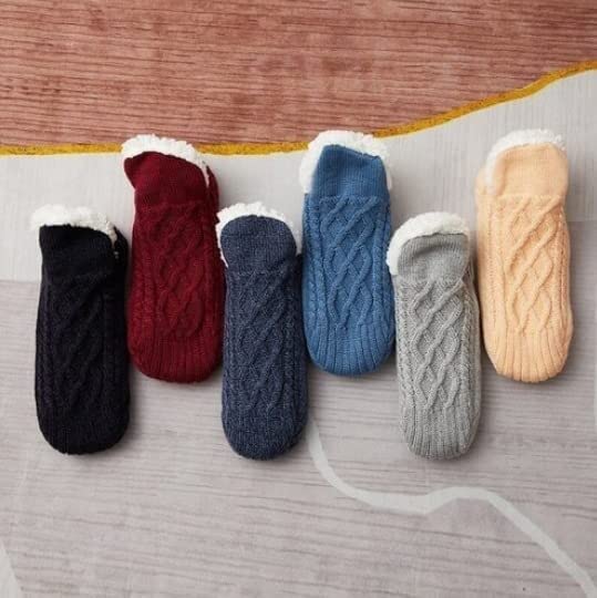 HXZDEY 6Color New Woven and Velvet House Slippers Socks for Women Men,Indoor Floor Non-Slip Thermal Home Bedroom Slippers, Soft Cozy House Socks Bye to Numbness & Edema,Pain and Swelling2