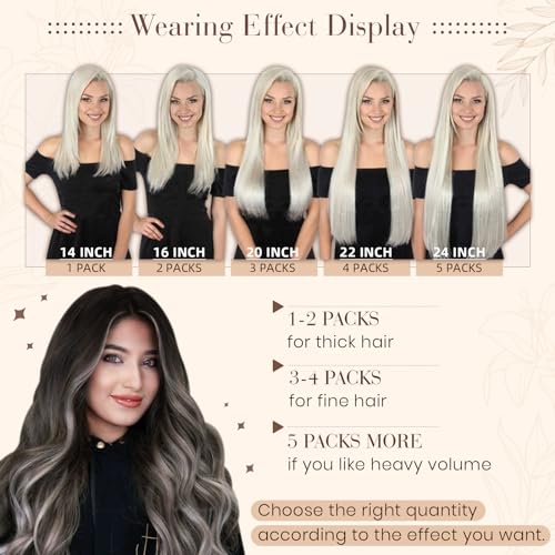 Hetto Tape Hair Extensions Human Hair Balayage Black Ombre Silver, Easy Wear Real Hair Tape in Extensions - Image 2