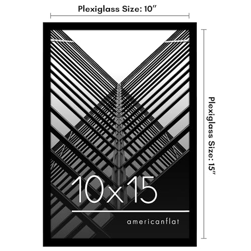 Americanflat 10x15 Picture Frame with Polished Plexiglass - Streamline Collection - Thin Border Picture Frame for Wall Display - Hanging Hardware Included - Black