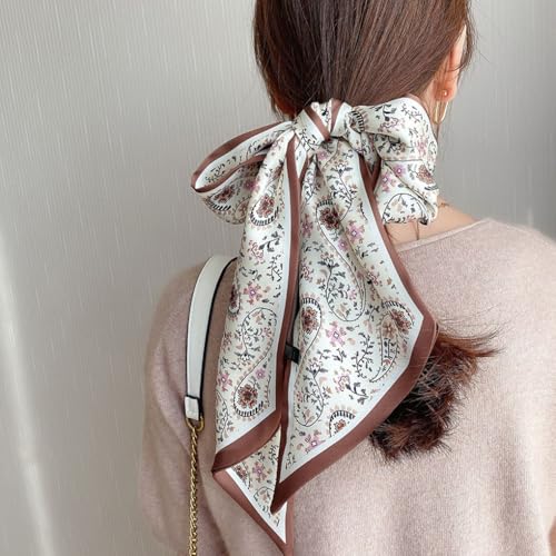 Image of Head Hair Scarf for Women,Silky Long Headscarf Purse Bag Scarfs for Handbag Fashion Satin Neck Scarves Accessories