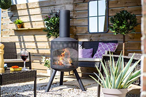 La Hacienda Santana Steel mesh Body Chimenea, Black, 56303