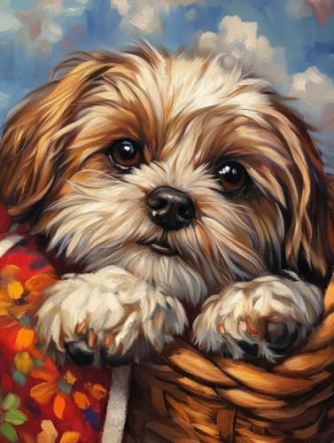 Peinture diamant 5D idée cadeau originale pour débutant motif Shih Tzu 760