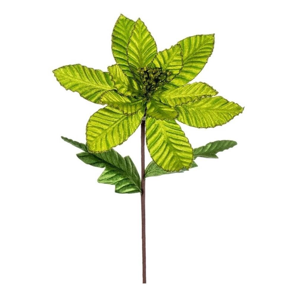 Vickerman Lot de 6 Poinsettia à Paillettes en Velours Vert Citron 55,9 cm.