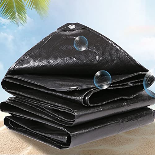 Lona Negra - Telone impermeabile con occhielli, 140 g/m², resistente ai raggi UV, per campeggio, mobili da patio, giardino, piscina, auto, 12 x 13 m
